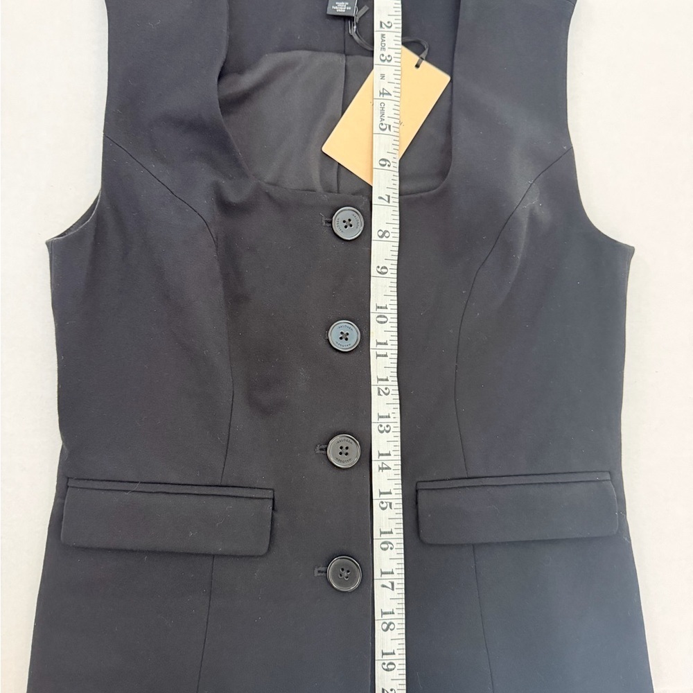 Halogen Black Sleeveless Square Neck Button Up Vest - Picture 5 of 6